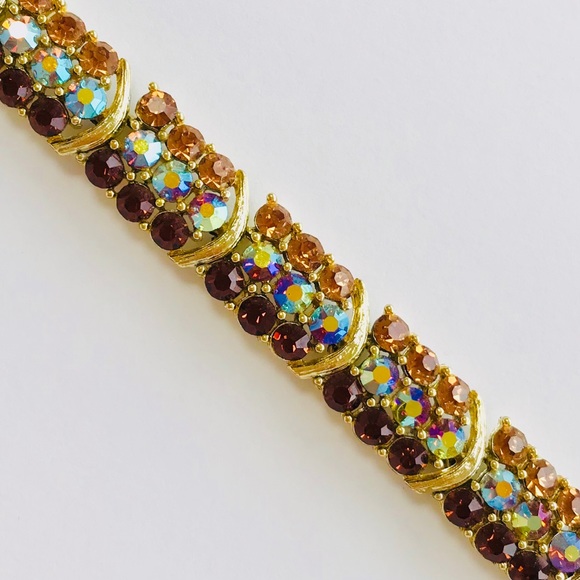 Vintage 50’s Signed Lisner Glam Crystal Rhinestone Collar Necklace 16” EUC - Picture 8 of 16